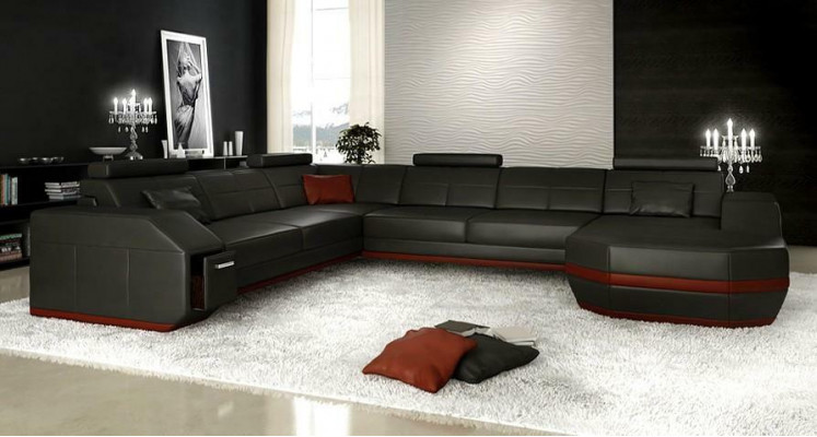 Hoekbank leren bank Big xxl U-vorm woonlandschap bank bank decoratie set
