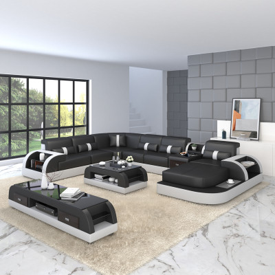 U Vorm Bank Bank Bekleding Set Hoekbank Woonlandschap Ontwerp Leer