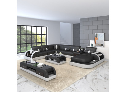 U Vorm Bank Bank Bekleding Set Hoekbank Woonlandschap Ontwerp Leer