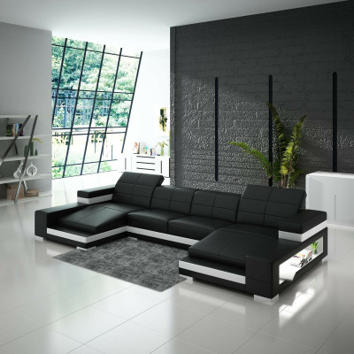 Hoekbank Bank Woongroep U-vormige gestoffeerde bank Leren bank Oranje