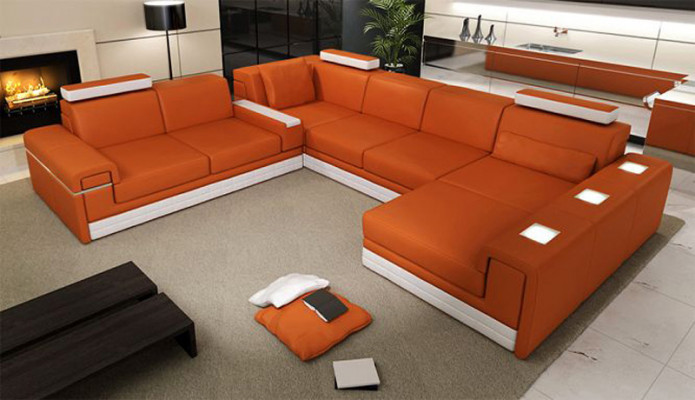 Leren bankstel Bankstel Hoekbank Hoekbank Set Ontwerp Modern Sofa