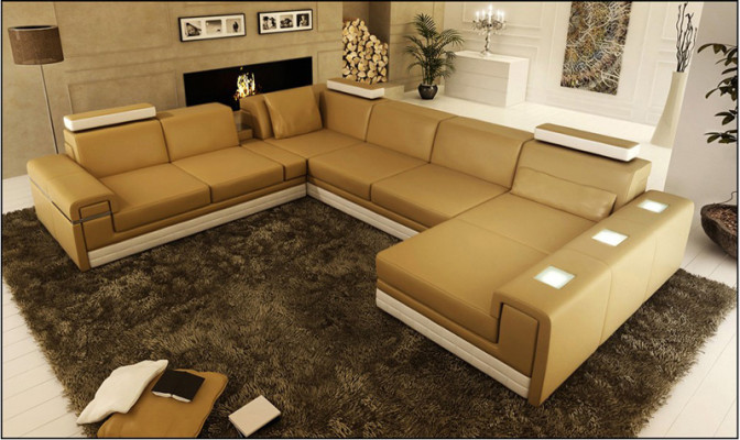 Leren bankstel Bankstel Hoekbank Hoekbank Set Ontwerp Modern Sofa