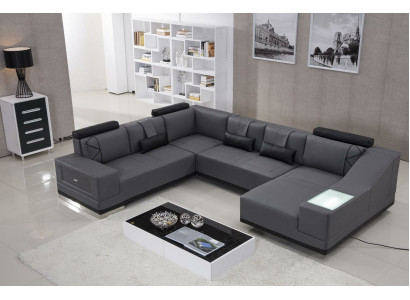 Hoekbank leren bank Big xxl U vorm woonlandschap decor bank bankstel