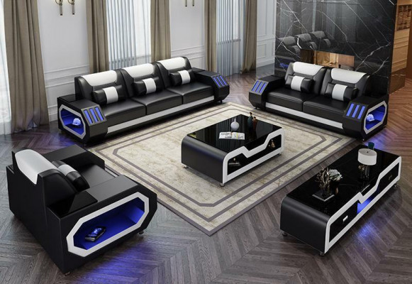 Leren bank Bank Bankstel 3+2 Set Design Moderne Bank Zitplaatsen Nieuw