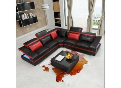 Eckbank L-vorm Salontafel Hoek leren set Tafel Woonlandschap 2-delig