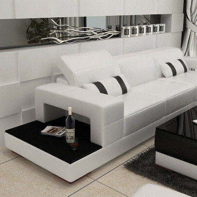 Hoekbank Bank Bekleding Woonlandschap Leer Hoekbankstel L-vorm met Voetenbank