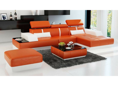 Moderne hoekbank L-vorm gestoffeerd zitgedeelte hoekbank + hocker