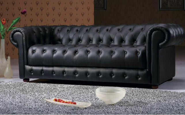 Chesterfield bankstellen sofa's lederen 3+2 zits bankstellen set met fauteuils