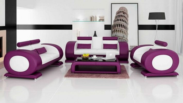 Bankstel leren bank bank bankstel set bank kussen bank 3-delig fauteuil zitsbank