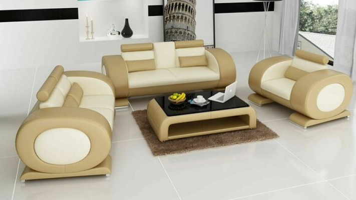 Bankstel leren bank bank bankstel set bank kussen bank 3-delig fauteuil zitsbank