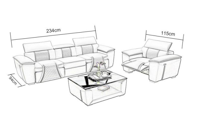 Sofaset 3-zits Set Multifunctionele Banken Gestoffeerde Bankstellen Lederen Relax Nieuw