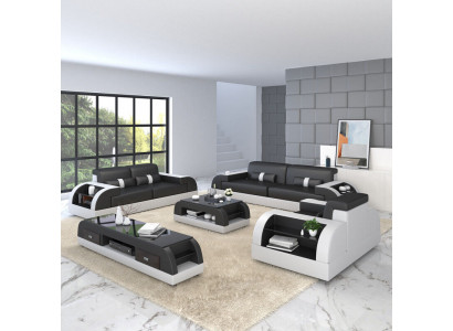 Sofa set bekleding 321 zits stel design banken banken leer modern