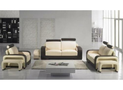 Leren bankstel 3+2+1 zits set decoratie set gestoffeerde bank bank