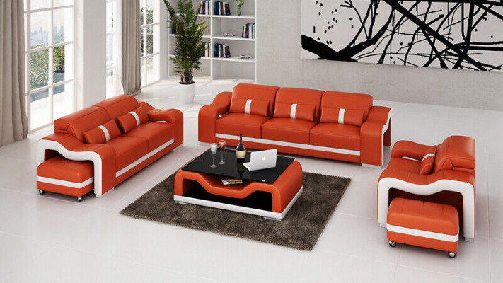 Bankstel 3-zits Set Design Bankstellen Bekleed met Leer Relax