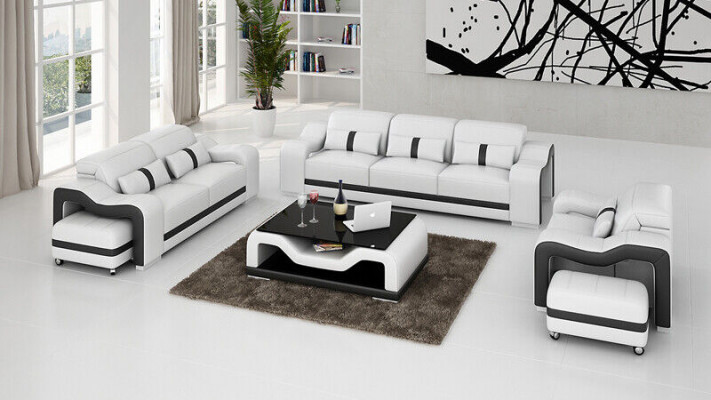 Bankstel 3-zits Set Design Bankstellen Bekleed met Leer Relax