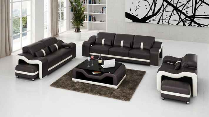 Bankstel 3-zits Set Design Bankstellen Bekleed met Leer Relax