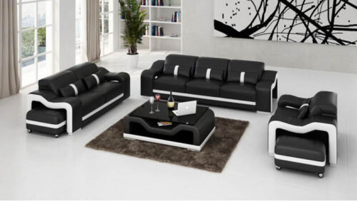 Sofaset 3-zits set Designbanken Bekledingsbanken Ontspan Leder