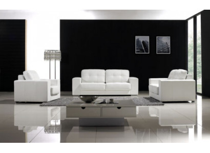 Sofaset Design Bankstellen Banken 3-zits Set Leren Bankstel garnituren
