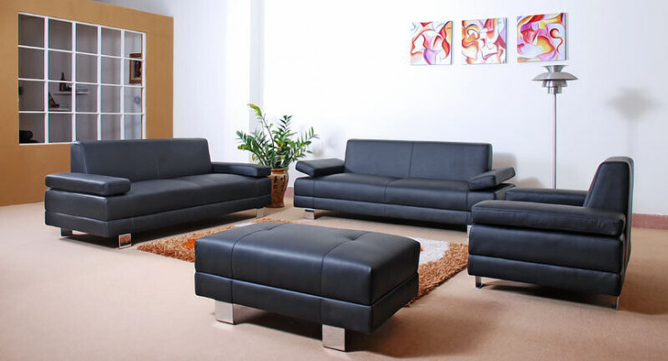 Sofaset Design Bankstellen Banken 3-zits Set Leren Bankstel garnituren