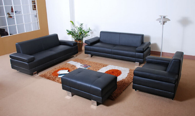 Sofaset Design Bankstellen Banken 3-zits Set Leren Bankstel garnituren