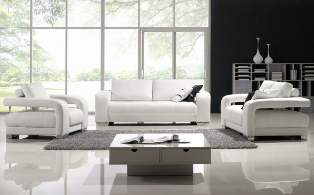 Sofaset Ontwerp Banken Bekleding Leer 3-zits Bankstel Set Leer