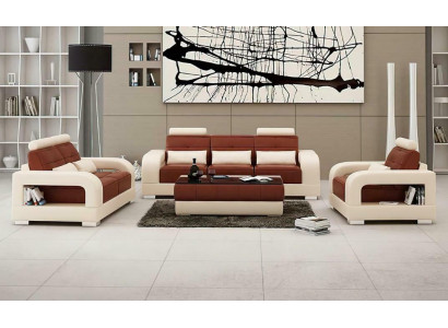 Bankstel met bekleding 3+1+1 zits set Design banken Bankstellen Leer Modern