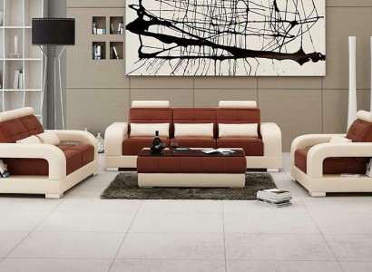 Bankstel met bekleding 3+1+1 zits set Design banken Bankstellen Leer Modern