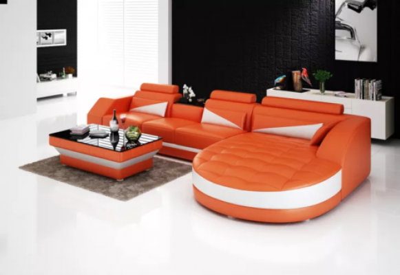 Ontwerper hoekbank woonlandschap leren bank bank bank bank bedbank L-vorm oranje