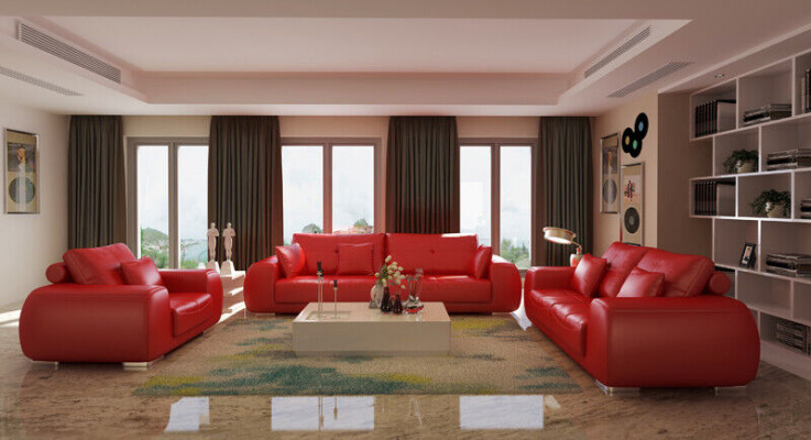 Sofa set Leren bank Bankstellen Design Moderne Bank 3+1+1 zits