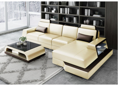 Hoekbank Bank Woonlandschap L Vorm Beklede Bank Leren Bank Beige Bankstellen