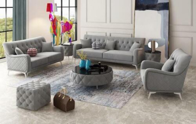 Sofa Bank Fluweel Bekleding Zitplaats 321-zits Ontwerp Banken Bankstellen Stof Nieuw