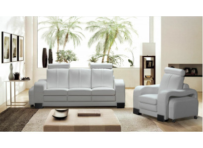 Bankstel 3-zits leren bank bank fauteuil gestoffeerde bank loungesofa