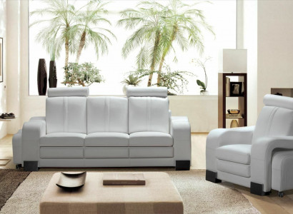 Bankstel 3-zits leren bank bank fauteuil gestoffeerde bank loungesofa