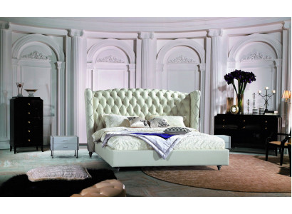 Luxe designbed Chesterfield lederen bed gestoffeerd bed slaapkamer huwelijk