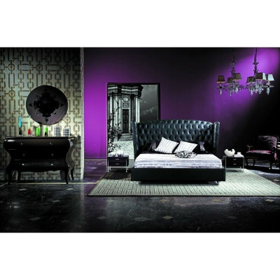 Luxe designbed Chesterfield lederen bed gestoffeerd bed slaapkamer huwelijk