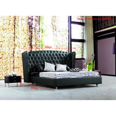 Luxe designbed Chesterfield lederen bed gestoffeerd bed slaapkamer huwelijk