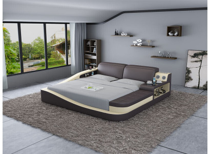 Luxe slaapkamerbed met gestoffeerd design in lederen dubbele hotelbedden textiel