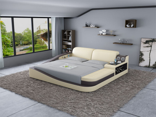 Luxe slaapkamerbed met gestoffeerd design in lederen dubbele hotelbedden textiel