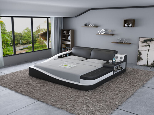 Luxe slaapkamerbed met gestoffeerd design in lederen dubbele hotelbedden textiel