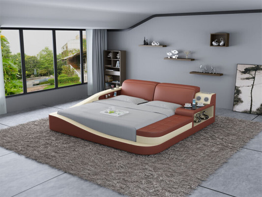 Luxe slaapkamerbed met gestoffeerd design in lederen dubbele hotelbedden textiel
