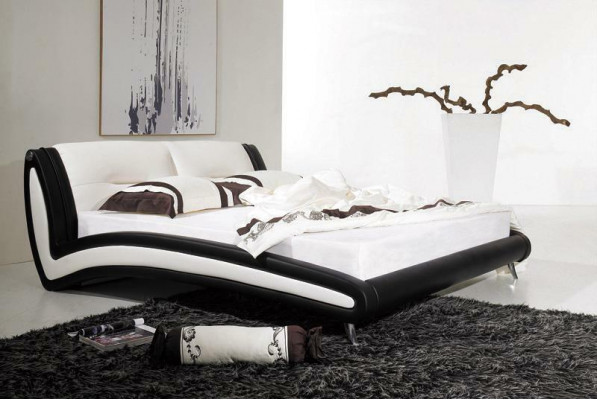 Ontwerpersbed, bedden, tweepersoonsbed, gestoffeerd bed, slaapkamer, leren bed
