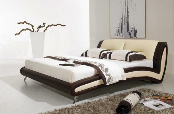 Ontwerpersbed, bedden, tweepersoonsbed, gestoffeerd bed, slaapkamer, leren bed