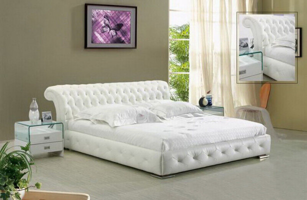 Leder Bedbekleding Ontwerp Luxe Dubbele Hotel Slaapkamer Bedden