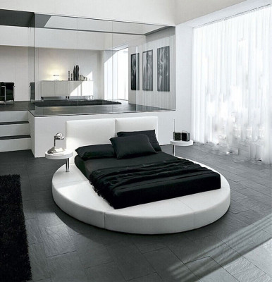Rond Bed Rond Design Bedden Leren Tweepersoons Hotel Frame Luxe Slaap