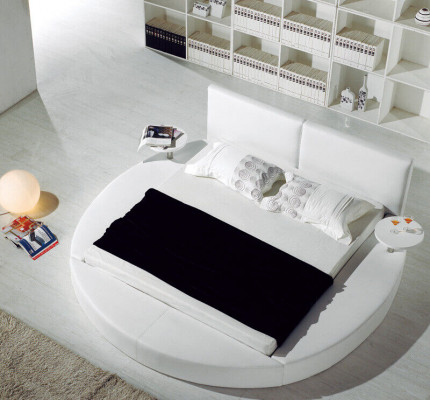 Rond Bed Rond Design Bedden Leren Tweepersoons Hotel Frame Luxe Slaap