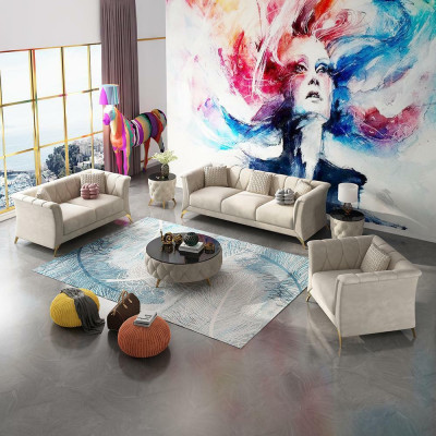 Ontwerper Chesterfield bankstel bank bankstel bankstel set fluweel 321 zitbanken