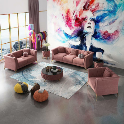 Ontwerper Chesterfield bankstel bank bankstel bankstel set fluweel 321 zitbanken