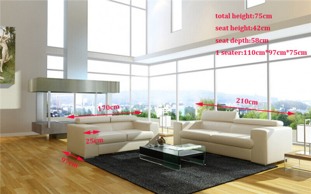 Leren bankstel bankstel 3-zits set bankstel bekleding bank bank ontwerpersbank