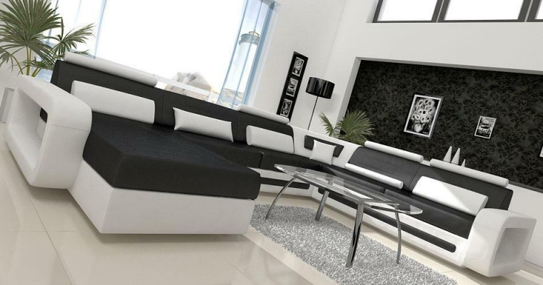 U Vorm Bank Bank Bekleding Hoekbank Set Woonlandschap Lederen Ontwerp