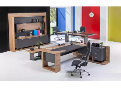 Bureau kantoormeubilair Hoekbureau Salontafel Archiefkast 3-delige set